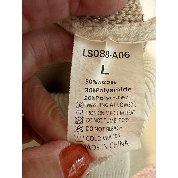 ILLUSORY Full Button Oversized Women's Cozy Cardigan Knit Jacket Tan Large - Picture 11 of 11